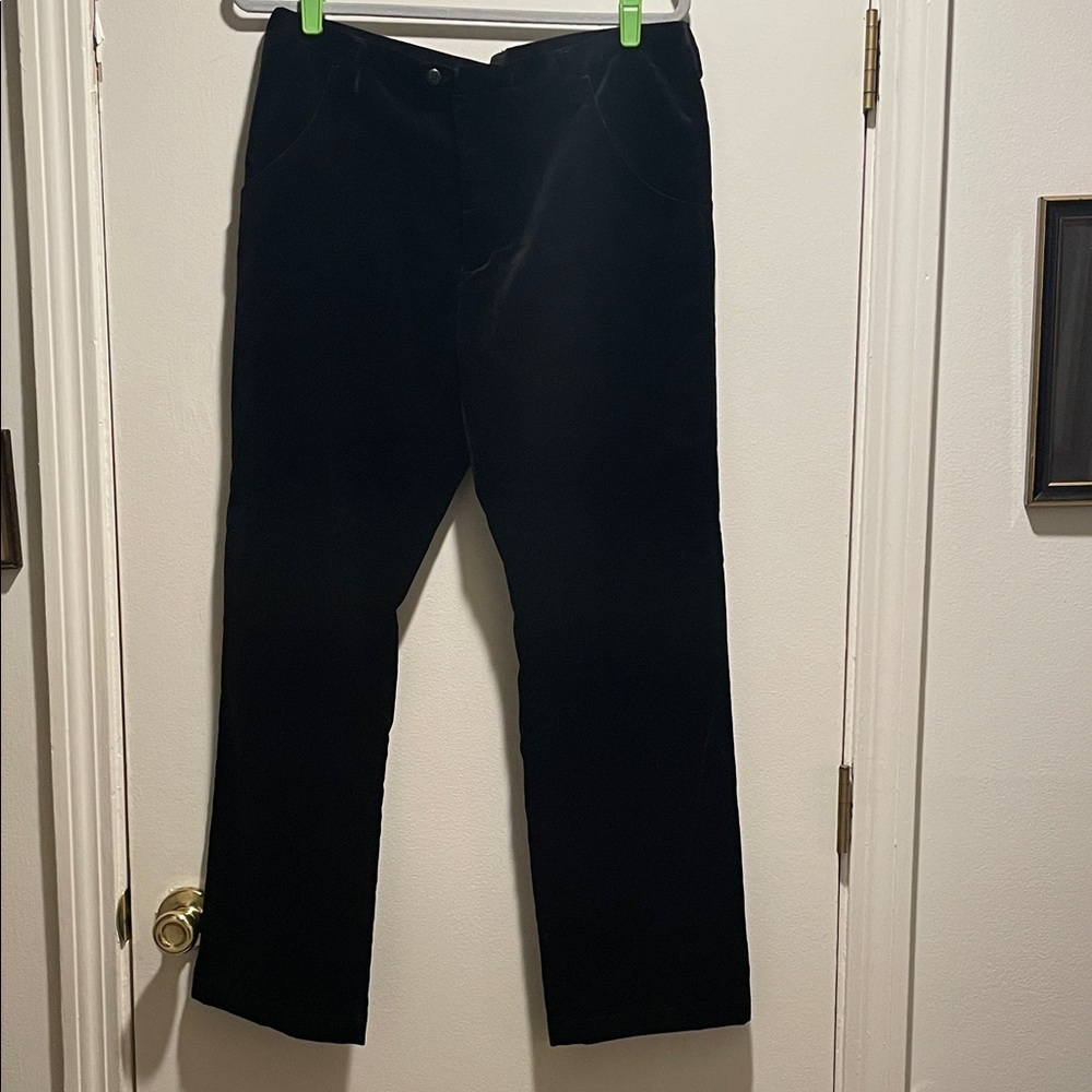 Emporio Armani Green Line Black Velvet Button Down Trousers
